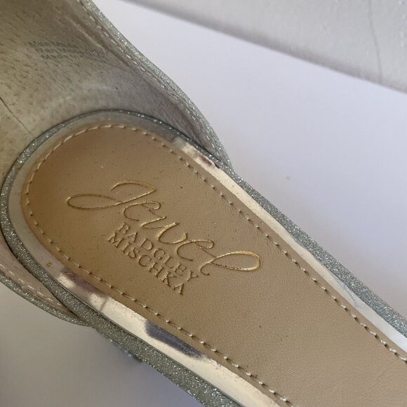Badgley Mischka Silver Sparkle and Crystals Rhinestone Sandals Block Heels US 8 - Picture 7 of 15